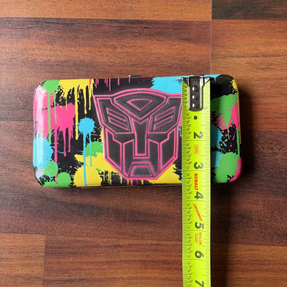 Y2K MySpace Scene Transformers‎ Neon Paint Splatter Wallet Hard Shell Multicolor
